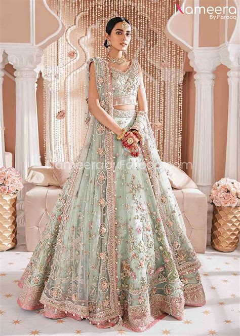 Pakistani Bridal Dress In Choli Lehenga Design Online 2021 Nameera By Farooq