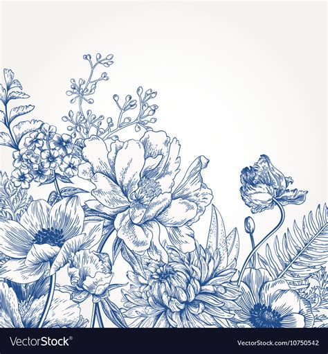 Floral Background With Vintage Flowers Royalty Free Vector