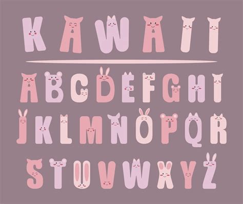 Premium Vector Different Cute Kawaii Alphabet