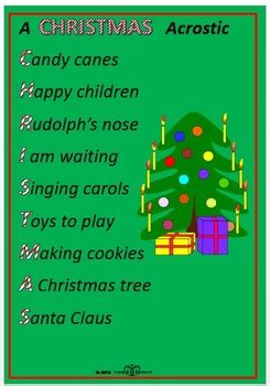 That's an acrostic poem based on the first letters forming the letters in the title. Christmas acrostic poems and templates by Norah Colvin | TpT