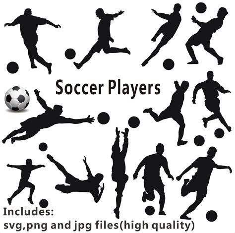 Soccer Silhouette Clipart Soccer Players Clipart Soccer Etsy
