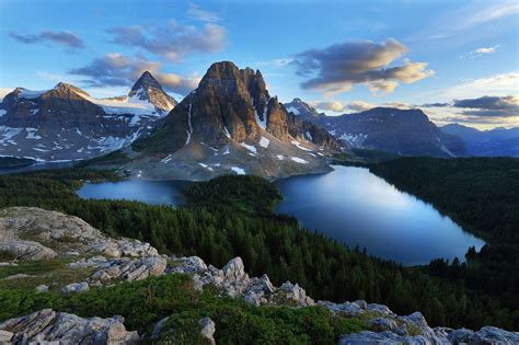 Mt Assiniboine Rises Above Lake Magog In The Canadian Rockies Due To