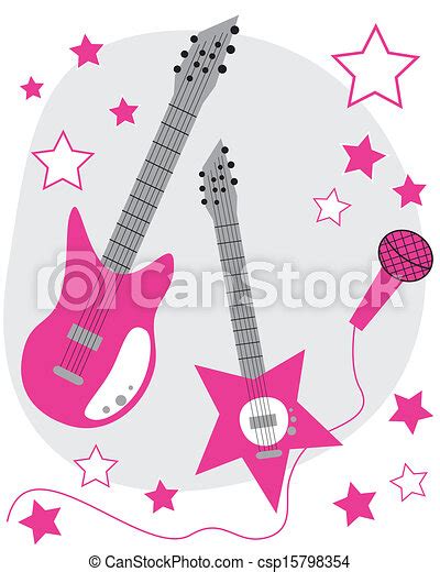Clipart Vector Of Rockstar Hot Pink Rockstar Guitars And Microphone