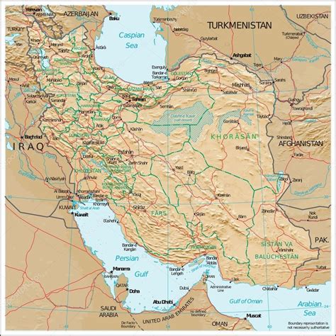 Map of iran, middle east. Iran Physiographie Karte — Stockvektor © JRTBurr #84641482