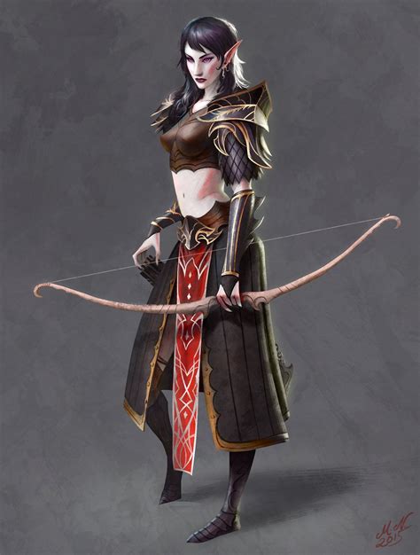 Dark Elf Archer Magnus Norén Dark elf Fantasy female warrior Elf