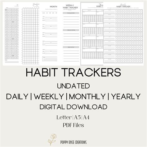 Habit Tracker Printable Habit Tracker Digital Download Weekly Habit