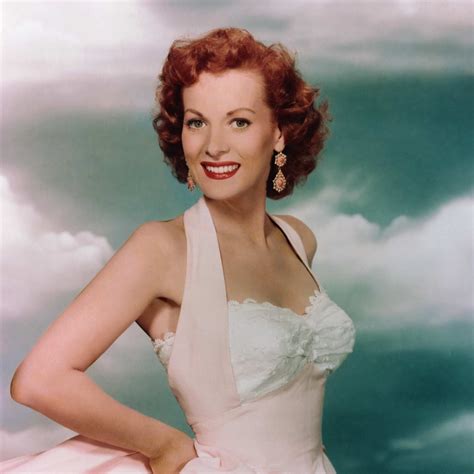 Early 1950s Maureen Ohara Wearing A Pink Evening Gown Image By
