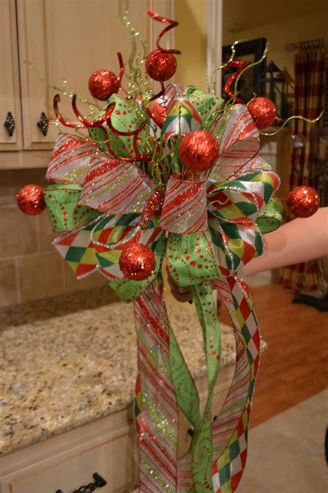 christmas ribbon  glitter ball tree topper  kristenscreations