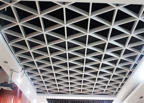 The metal is attached directly to the ceiling joists with screws and is easy to maintain. unique Lattice Suspended metal ceiling grid For Office ...