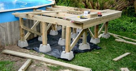 Some freestanding decks stand alone in an open area. Above Ground Pool Deck Framing | Free Do It Yourself Deck ...