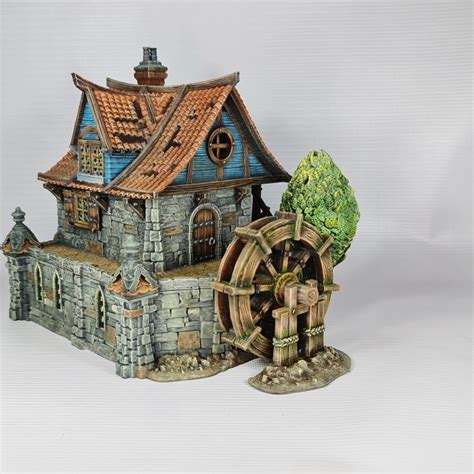 3d Printable Watermill House Medieval Town By Adrian