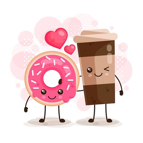 Premium Vector Donut And Coffee Characters