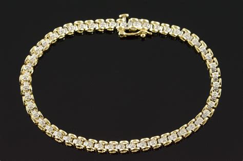 10k 0 25 Ctw Diamond Tennis Bracelet 7 Yellow Gold From Curiouscabinet On Ruby Lane