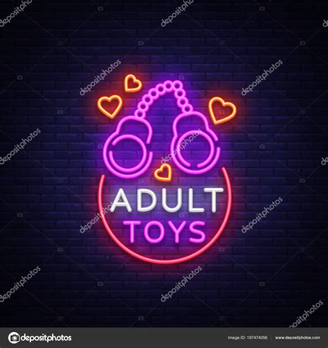 Adult Toys Logo In Neon Style Design Template Sex Shop Neon Signs Light Banner On The Theme