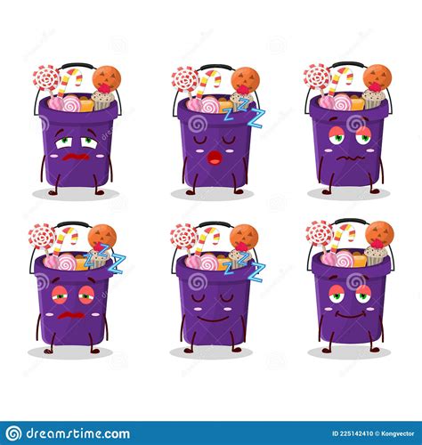 Cartoon Character Of Bucket Halloween With Sleepy Expression Stock Vector Illustration Of Eyes