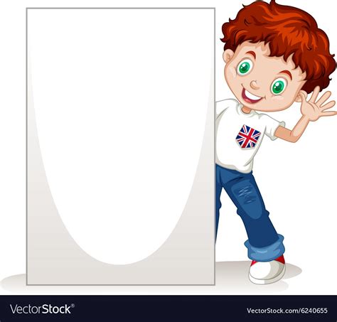 Little Boy Holding Blank Sign Royalty Free Vector Image