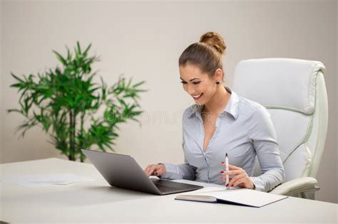 Beautiful Business Woman Working At The Office Stock Image Image Of