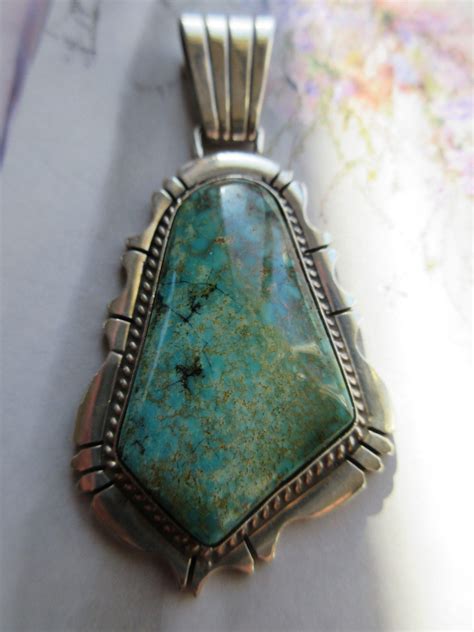 Native American Sterling Turquoise Pendant Hallmarked D Sterling Turquoise Pendant Turquoise