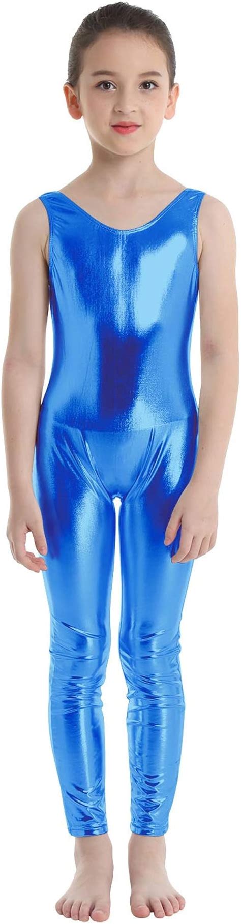 Tiaobug Kids Metallic Sleevelesslong Sleeve Full Bodysuit Unitard