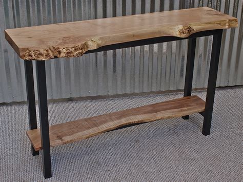 Live Edge Maple Console Table And Blackened Steel Base 48 X 13 X 32