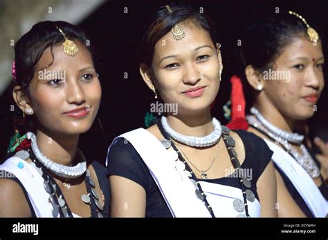 Patihani Nepal October 13 Girls Of The Tharu People In Their Traditional Dressing Perform