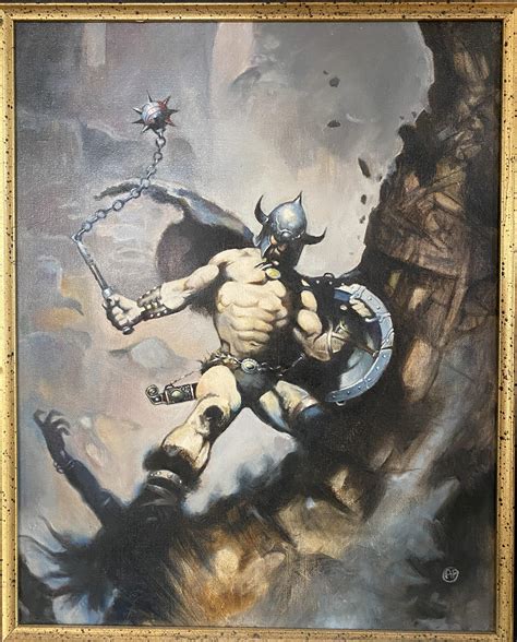 Frank Frazetta Warrior With Ball And Chain Reproduction Me Oils