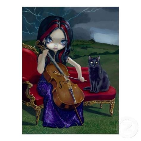 Cello Storm Art Print Black Cat Gothic Music Zazzle Big Eyes Art