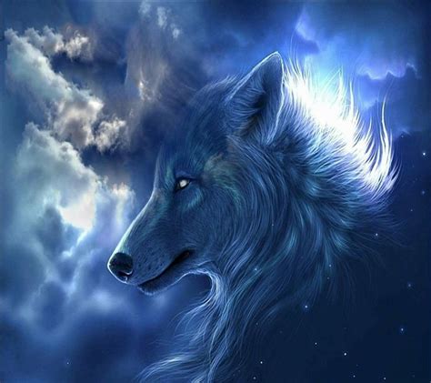 Fantasy wolf wallpapers, smiling, horns, clouds, tail, creature. Mystical | Animal spirit guide, Animal wallpaper, Fantasy wolf