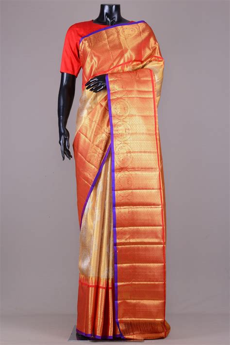 gold zari woven kanchipuram tissue silk saree vi2459 saree styles saree fashion