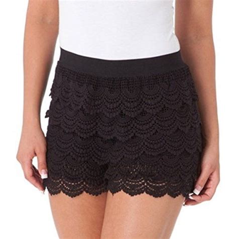 Bff Clothing Women Fitted Scallop Lace Mini Shorts Crochet Missy Size L