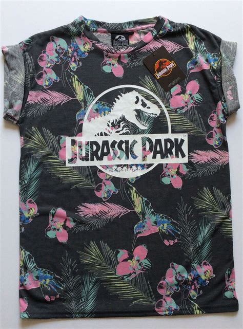 Ladies Jurassic Park Universal Studios Retro Movie Floral T Shirt From