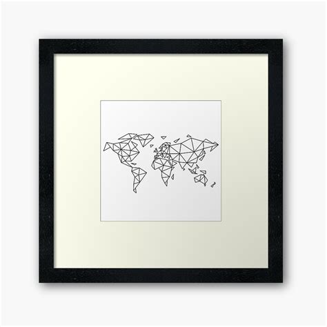 Geometric World Map Framed Art Print By Beakraus Redbubble