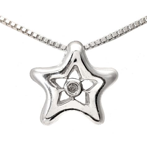 Sparkld Sterling Silver Diamond Star Pendant Silver Collection From