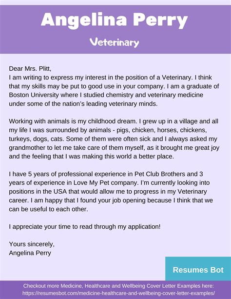 Get cover letters for over 900 professions. Veterinary Cover Letter Samples & Templates [PDF+Word ...