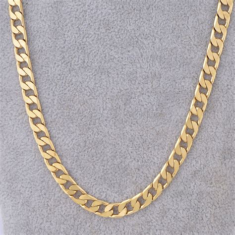 18k Yellow Gold Filled Link Cuban Chain Necklace 24 7mm Thick Mens