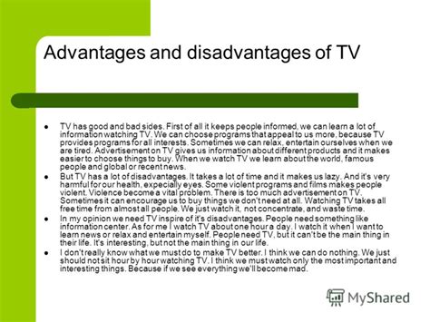 The Benefits And Drawbacks To Watching Tv Essay