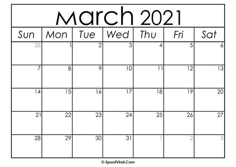 Blank March 2021 Calendar Printable Latest Calendar Printable Templates