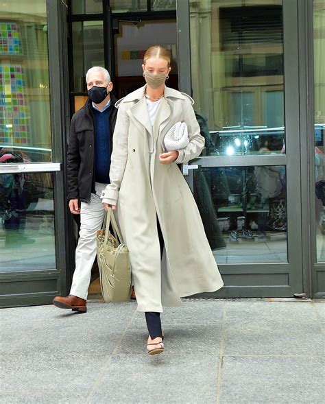 Rosie Huntington Whiteley Rocking A Fashionable Trench Coat In New