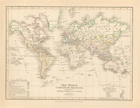 Milners 1850 Map Of The World In Mercators Projection Art Source