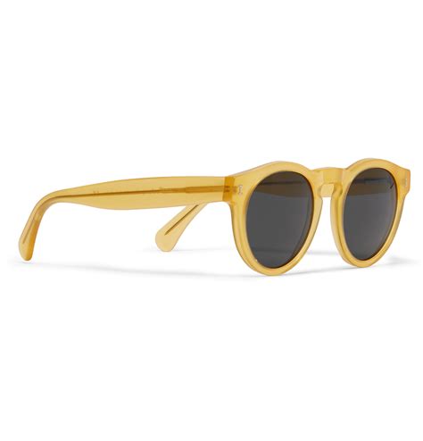 illesteva leonard round frame acetate sunglasses in yellow for men lyst uk