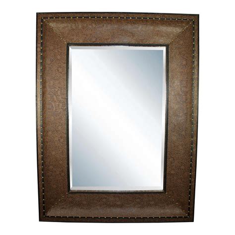 Mirror With Embossed Brown Leather Frame Ski Country Antiques And Home