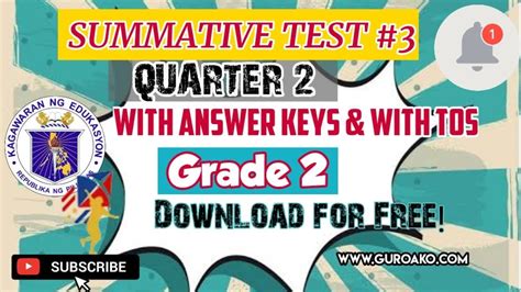 Summative Test 3 Grade 2 Quarter 2 With Answer Keys And With Tos Free