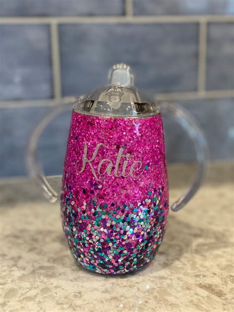 Personalized Kids Glitter Sippy Cup Custom Sippy Cup Etsy