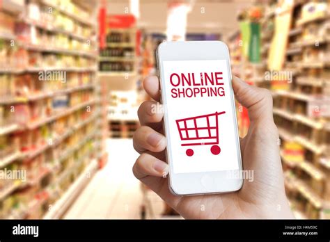Online Shopping Application On Mobile Phone Screen With Grocery Store