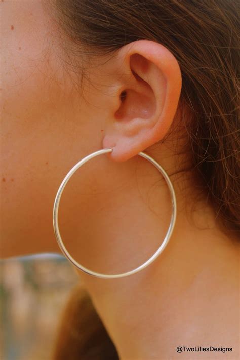 60mm Large 925 Sterling Silver Hoop Earrings Simple Thick Etsy