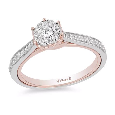 Enchanted Disney Fine Jewelry Rose Gold Diamond Belle Ring Hsamuel