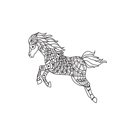 Paarden kleurplaten om online verf. Leuk voor kids - springend paard