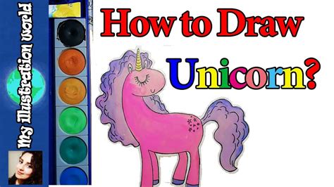 How To Draw A Pink Unicorn Easy Pencil And Watercolor Drawing Youtube