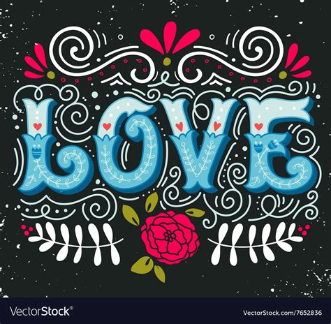 Love Hand Drawn Vintage With Hand Lettering Vector Image