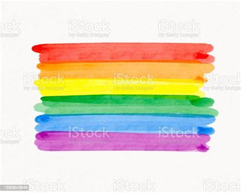 lgbt pride month watercolor texture concept rainbow flag brush style isolate on white background